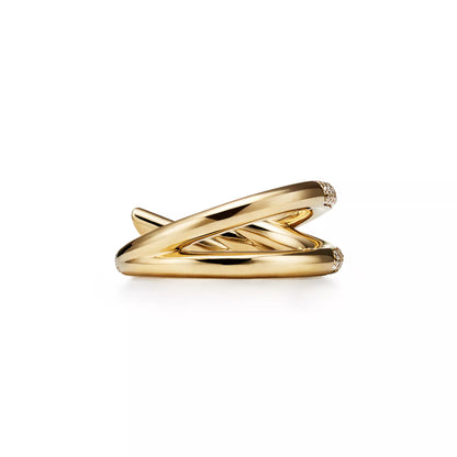 Double Row Knot Ring with Diamonds