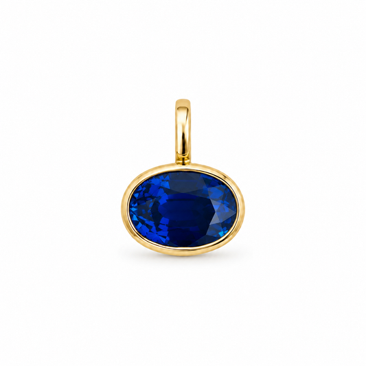 Royal Blue Sapphire Bezel Pendant