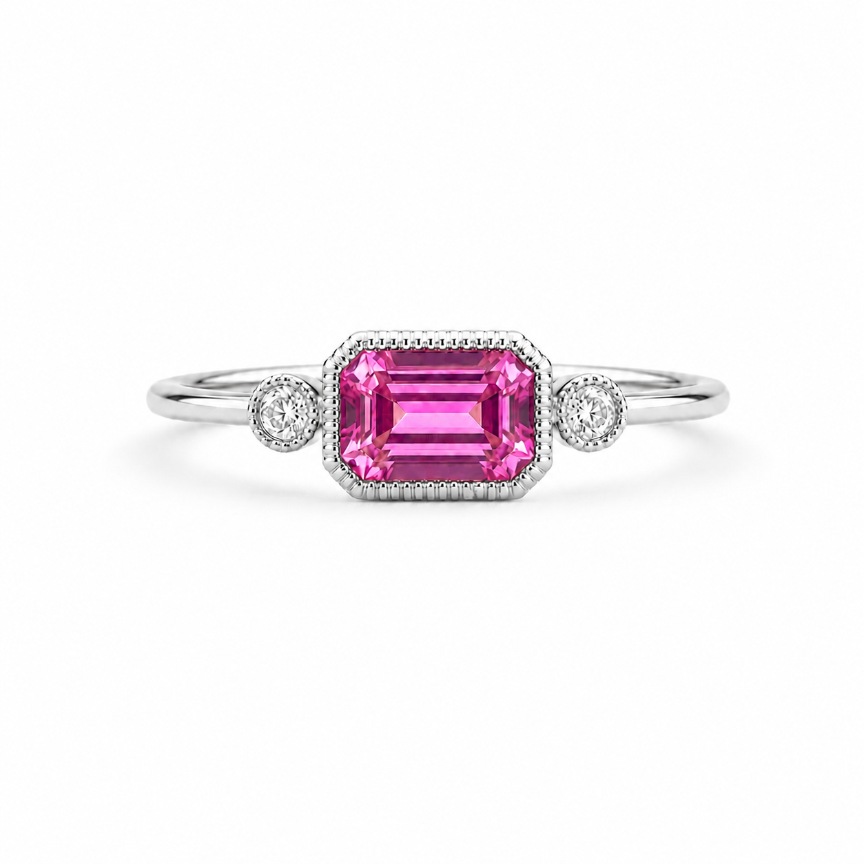 Pink Sapphire Trilogy Ring