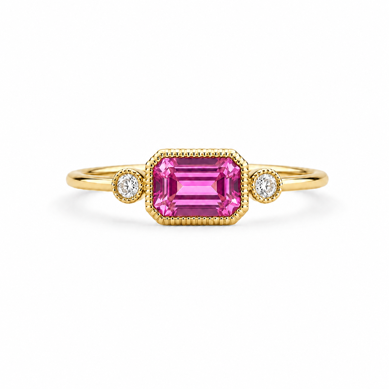 Pink Sapphire Trilogy Ring