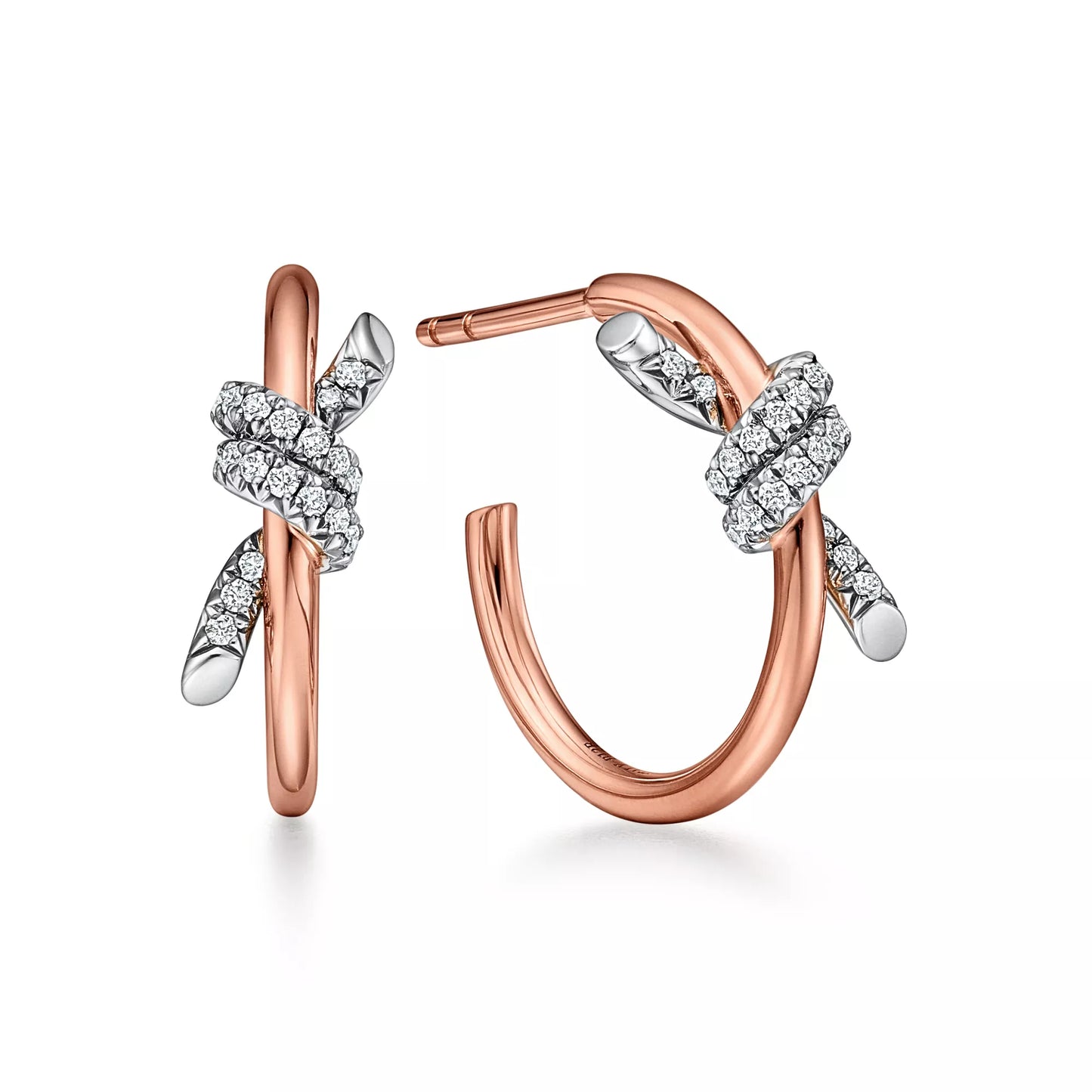 Hoop Earrings Platinum and Rose Gold with Diamonds