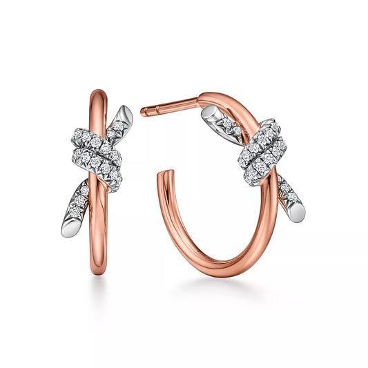 Hoop Earrings Platinum and Rose Gold with Diamonds