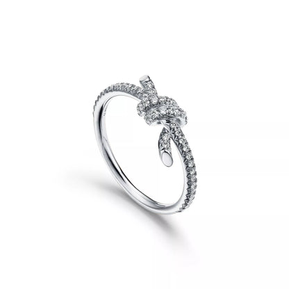 Knot Ring with Pave Diamonds