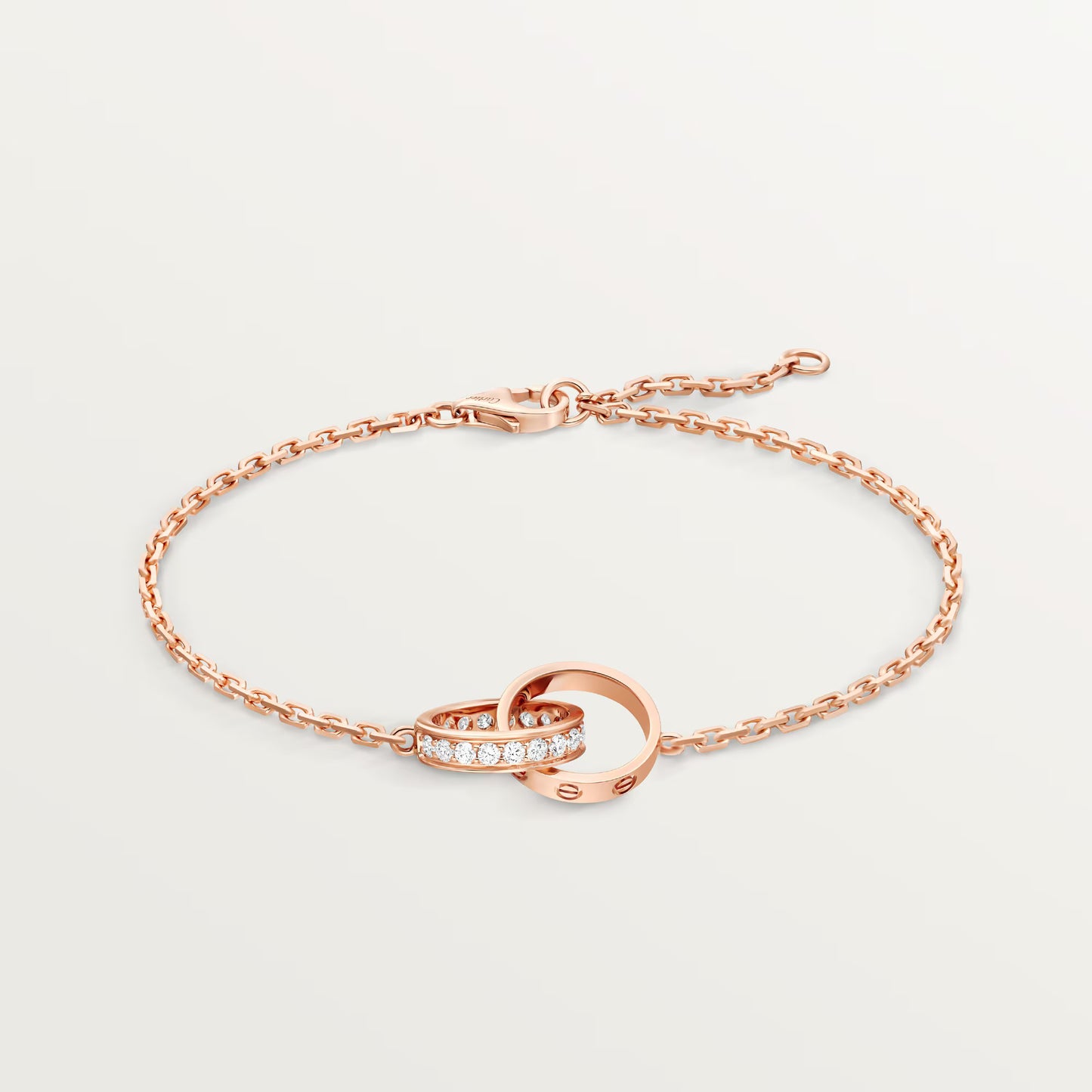 Love Bracelet on Chain Half Paved