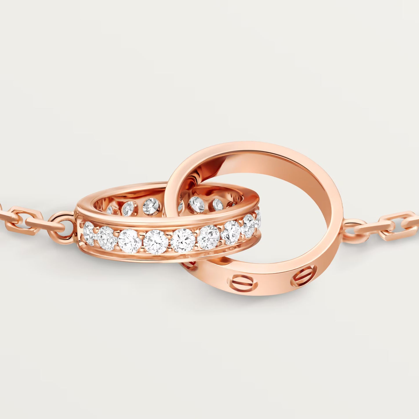 Love Bracelet on Chain Half Paved