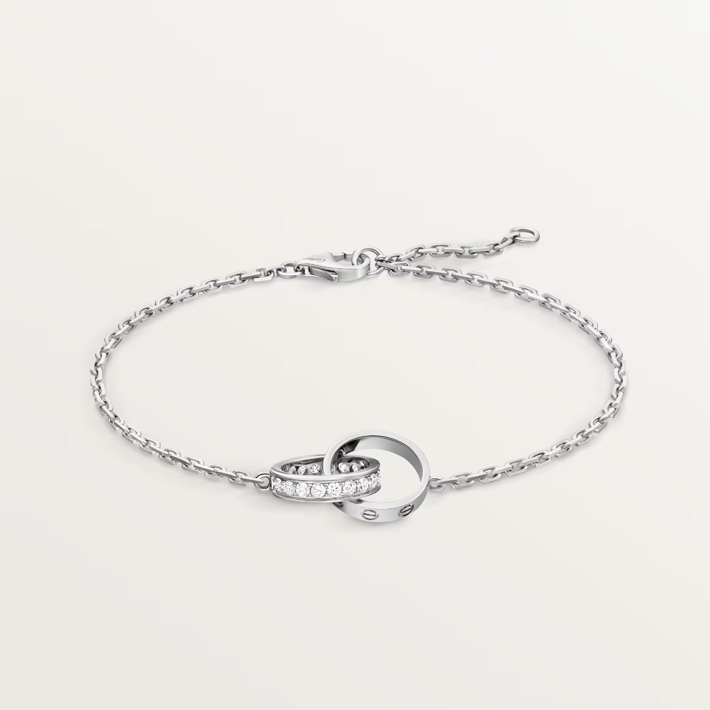 Love Bracelet on Chain Half Paved