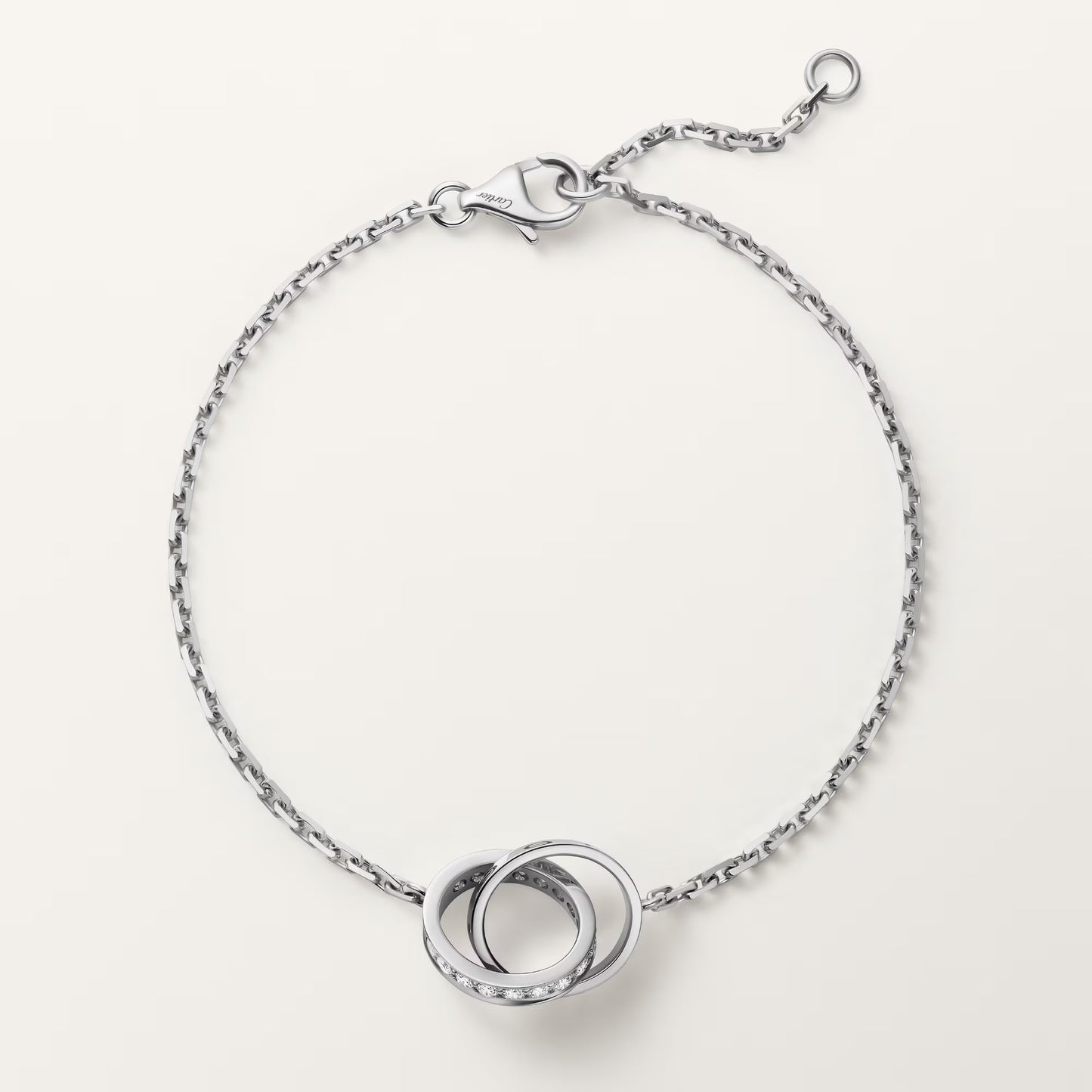 Love Bracelet on Chain Half Paved