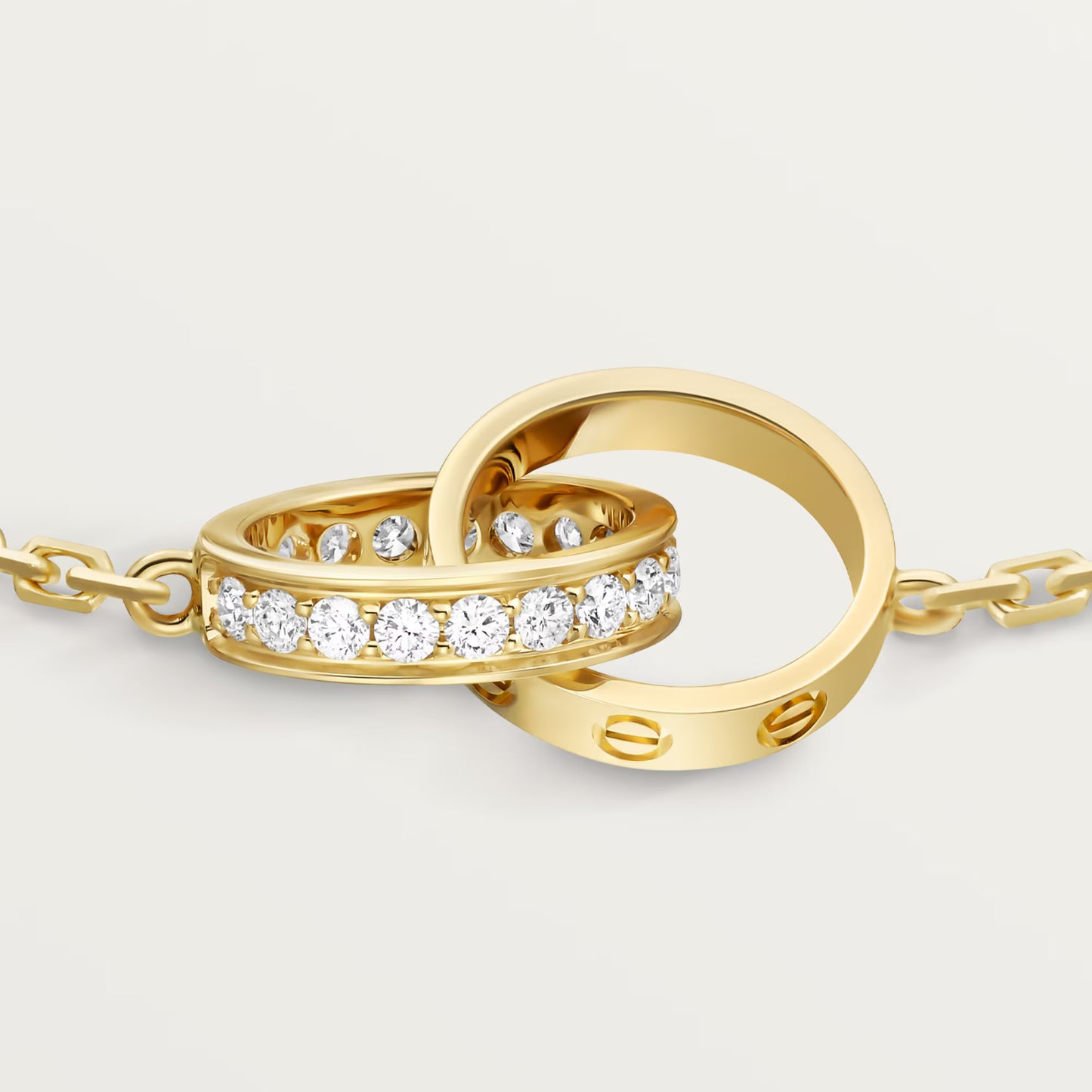 Love Bracelet on Chain Half Paved