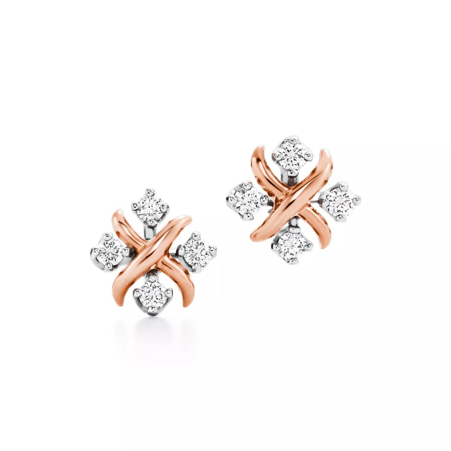 Sixteen Stone Rose Gold Diamonds Studs