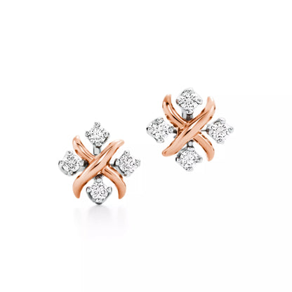 Sixteen Stone Rose Gold Diamonds Studs