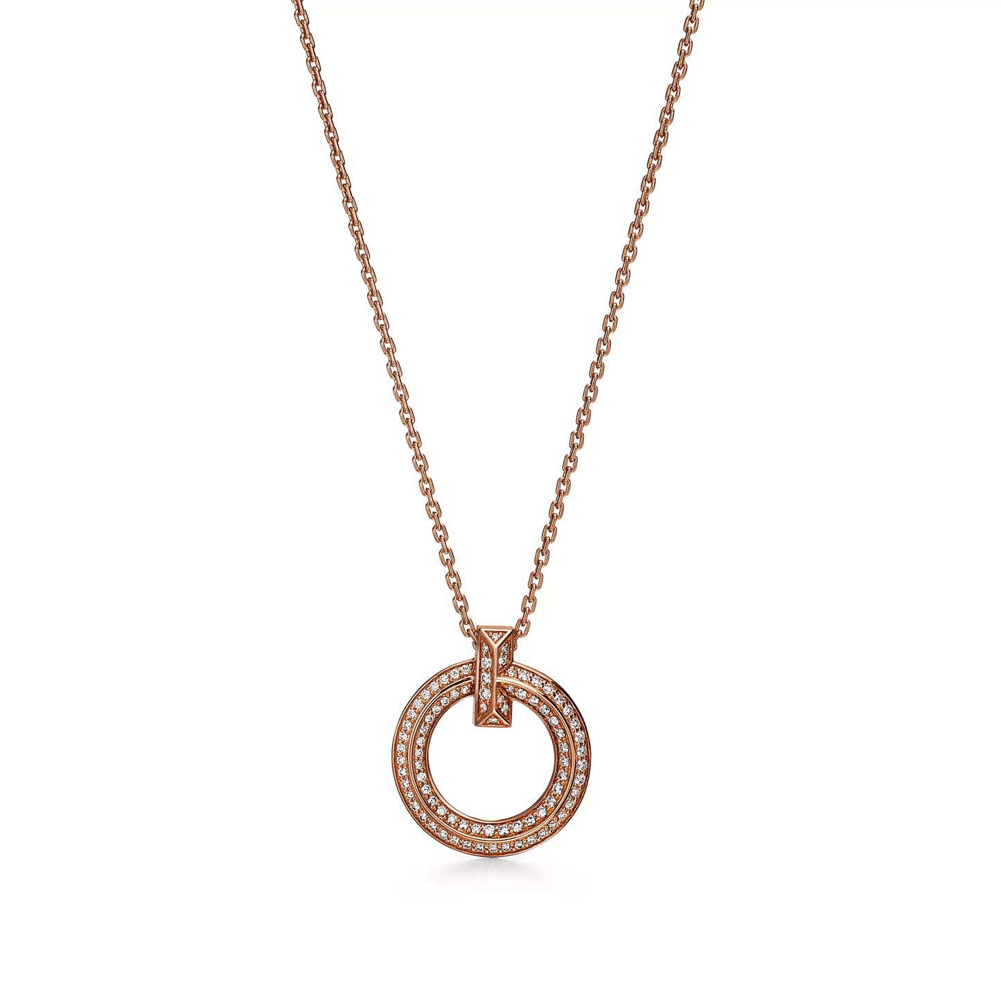 T1 Narrow Circle Pendant with Pave Diamonds