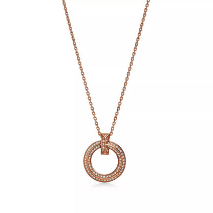 T1 Narrow Circle Pendant with Pave Diamonds