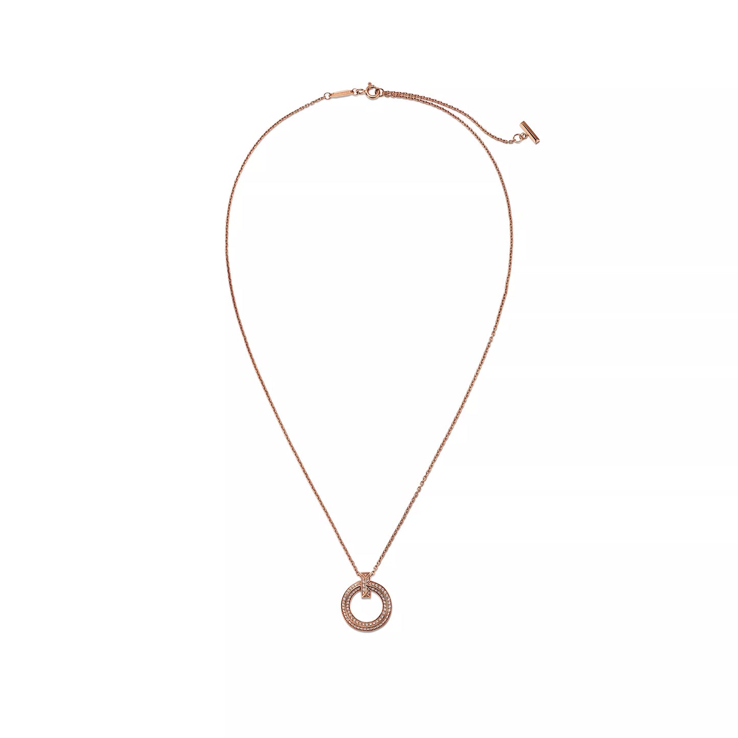 T1 Narrow Circle Pendant with Pave Diamonds
