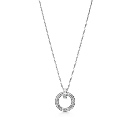 T1 Narrow Circle Pendant with Pave Diamonds