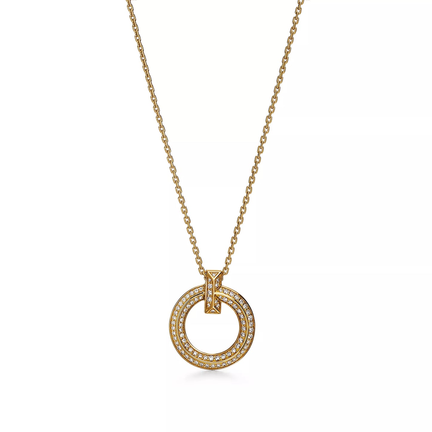 T1 Narrow Circle Pendant with Pave Diamonds