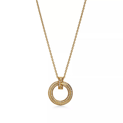 T1 Narrow Circle Pendant with Pave Diamonds
