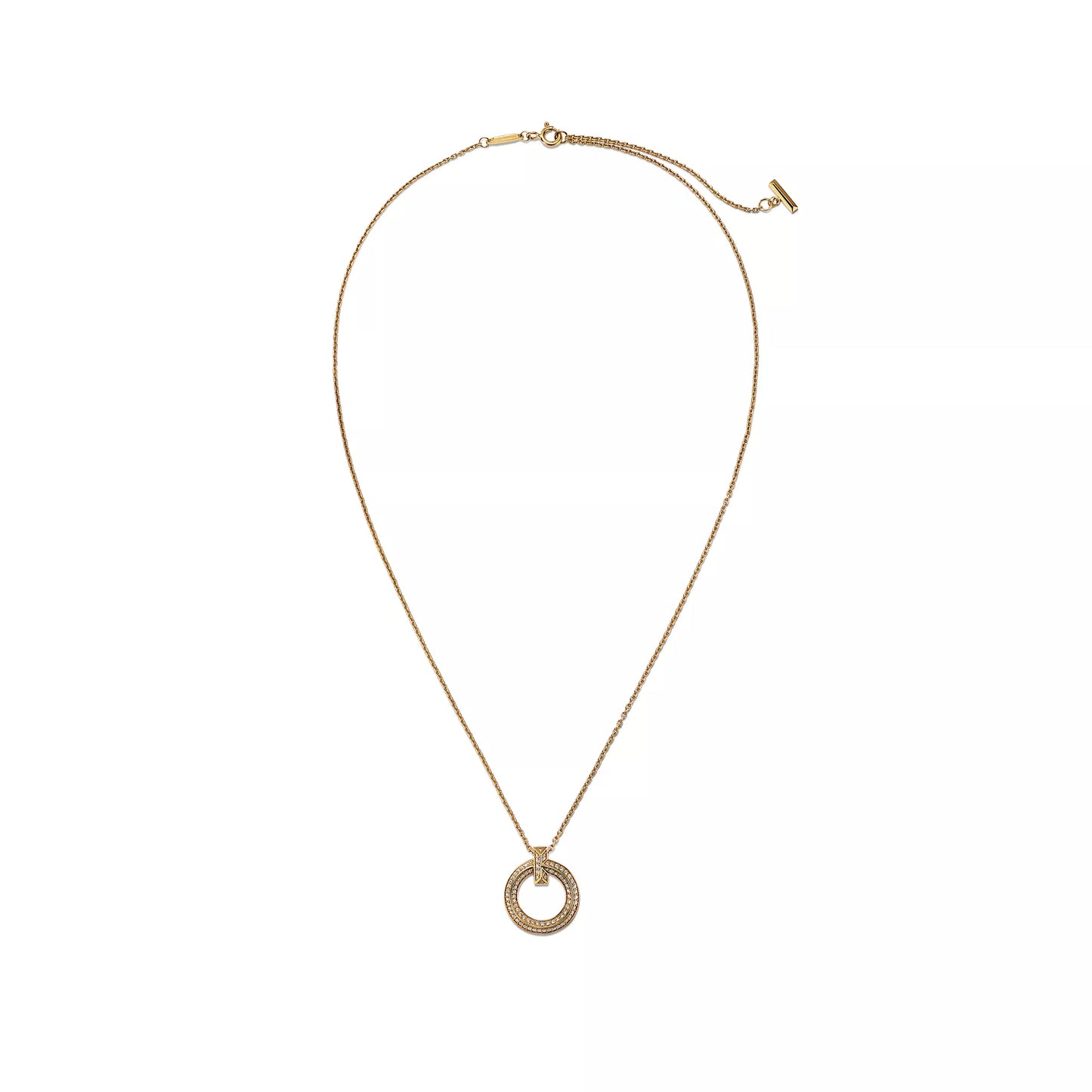 T1 Narrow Circle Pendant with Pave Diamonds