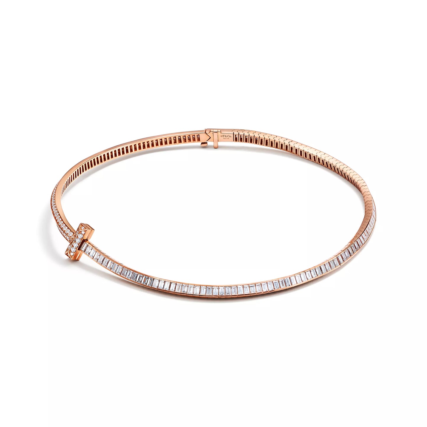 T1 Necklace Pave with Baguette Diamonds