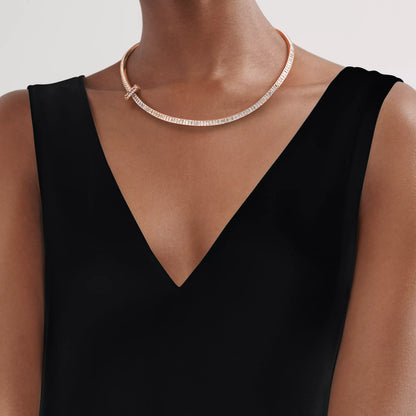 T1 Necklace Pave with Baguette Diamonds