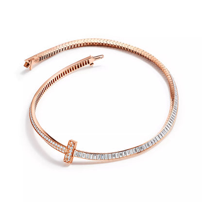 T1 Necklace Pave with Baguette Diamonds