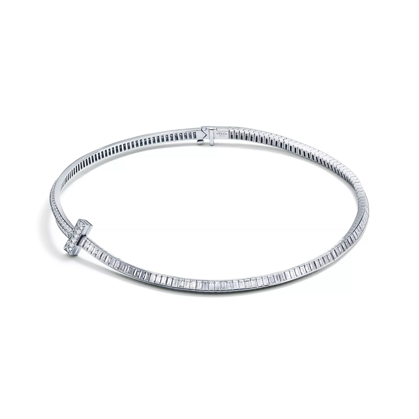 T1 Necklace Pave with Baguette Diamonds