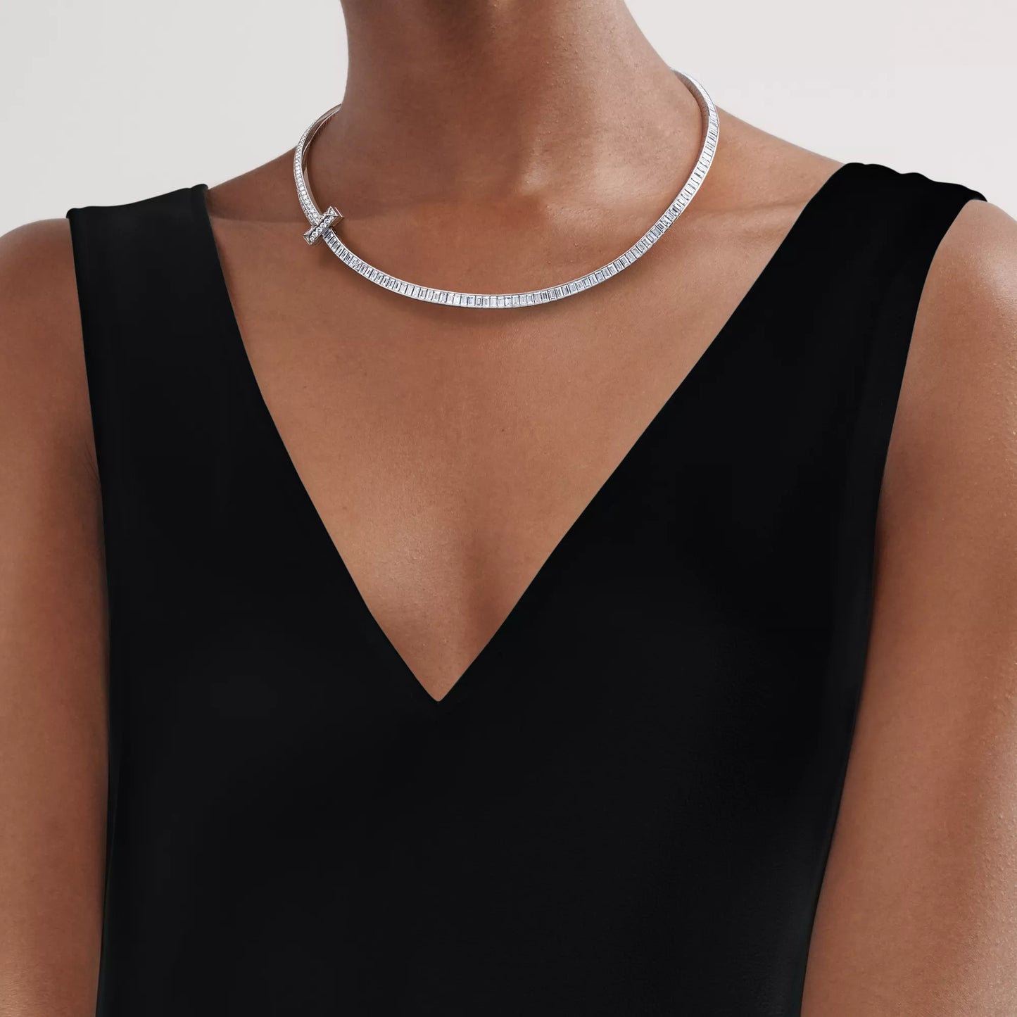T1 Necklace Pave with Baguette Diamonds