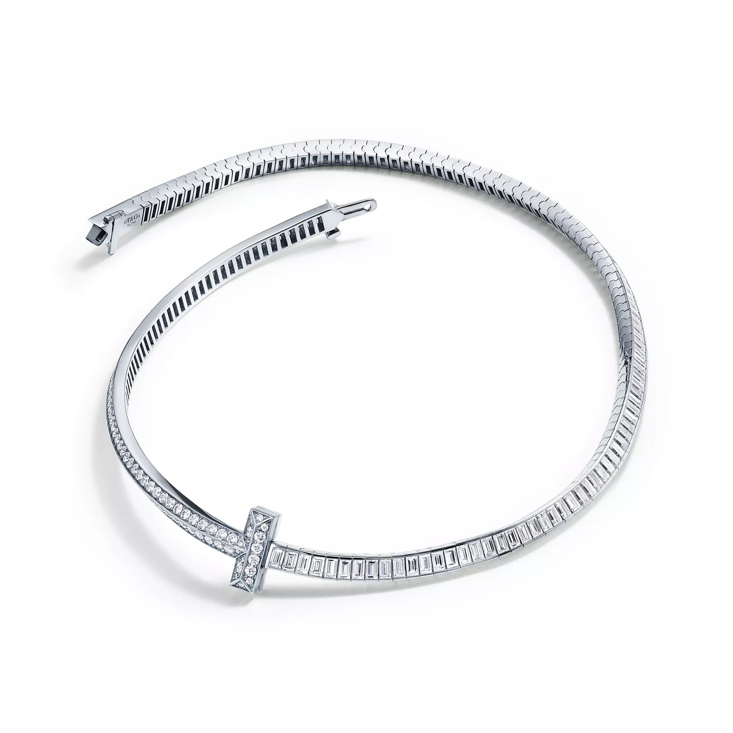 T1 Necklace Pave with Baguette Diamonds