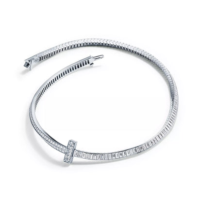 T1 Necklace Pave with Baguette Diamonds