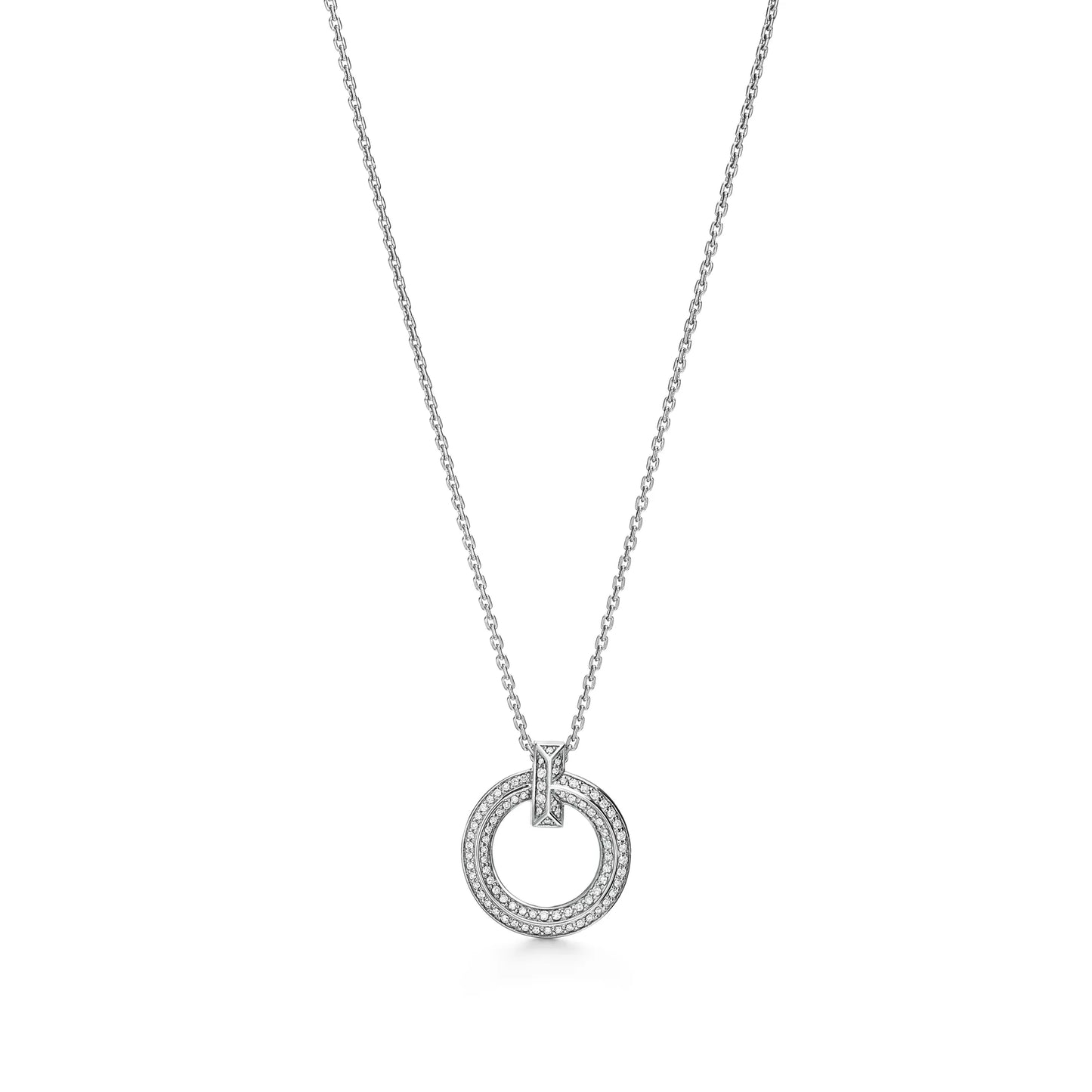 T1 Narrow Circle Pendant with Pave Diamonds