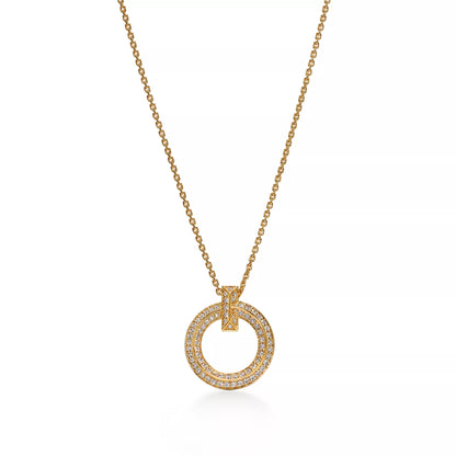 T1 Circle Pendant with Diamonds