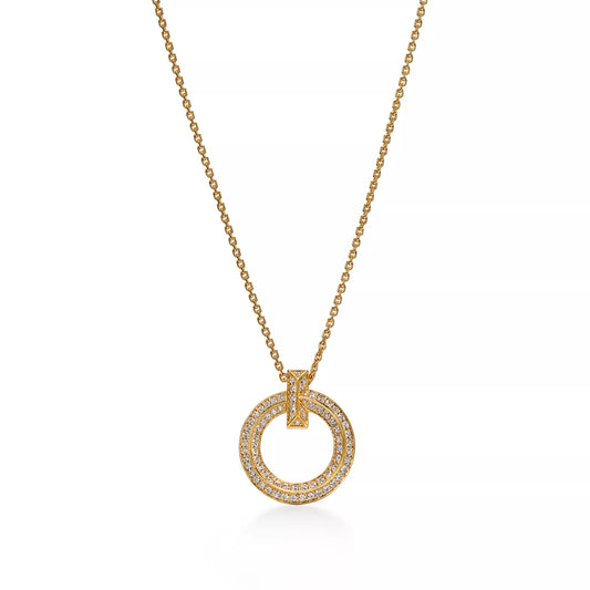 T1 Circle Pendant with Diamonds