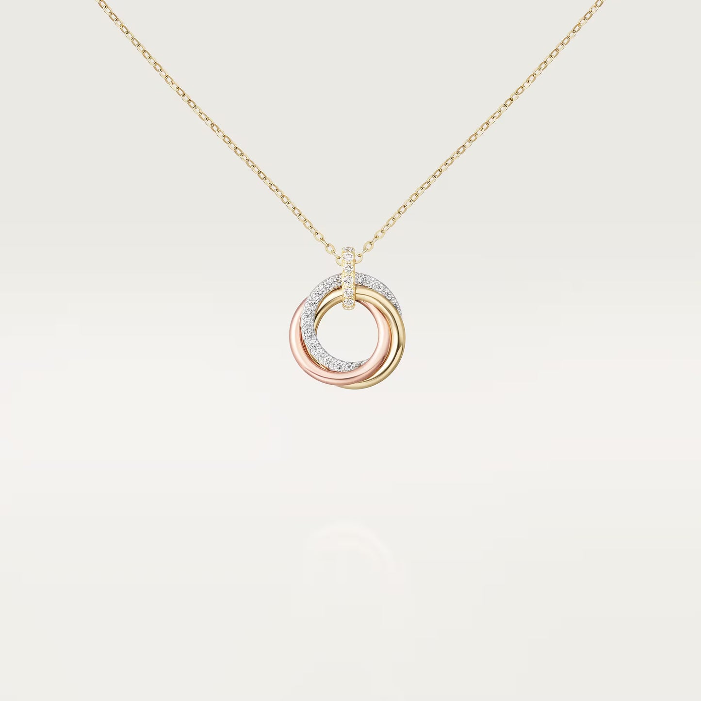 Trinity Pendant Small Half Paved Necklace