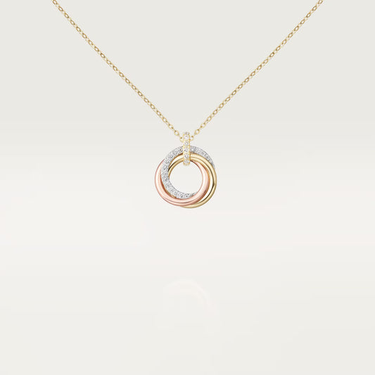 Trinity Pendant Small Half Paved Necklace